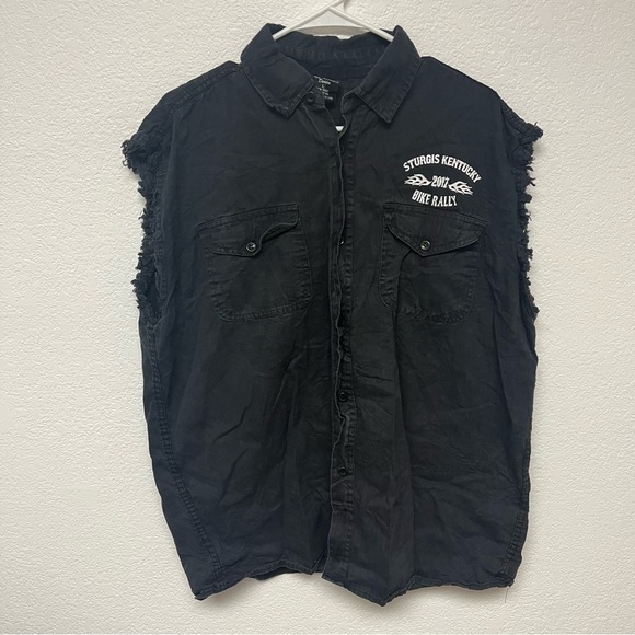 Sturgis Kentucky Rally 2017 Motorcycle Biker Denim Vest Button Down men's size L - Picture 2 of 5